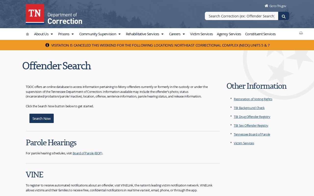 Cookeville people search through Tennessee felony offender records