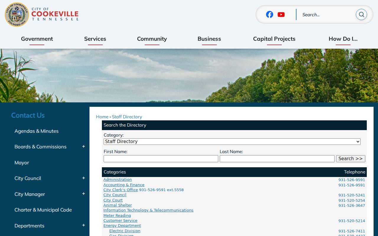 Cookeville people directories city staff category search